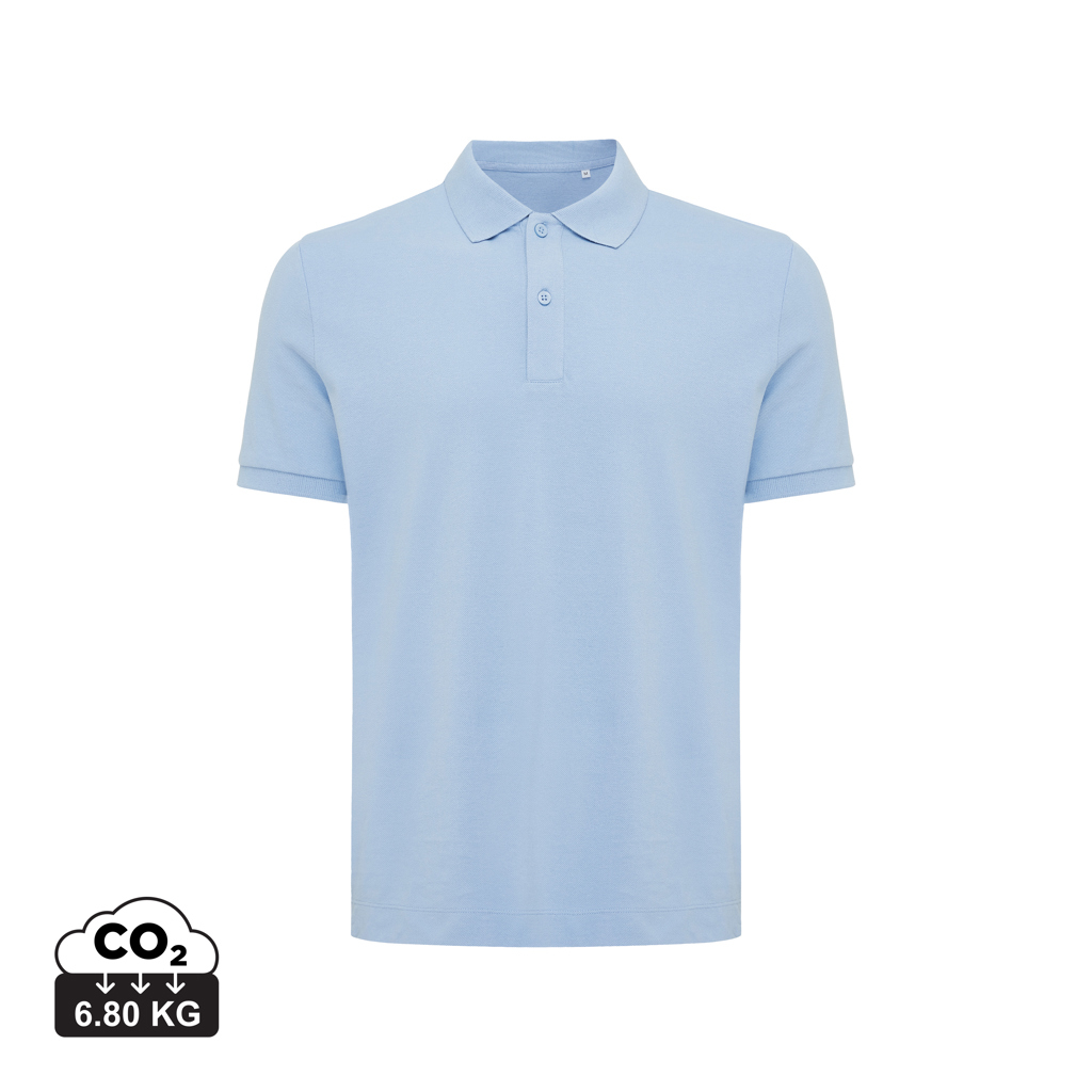 Polo publicitaire unisexe en coton recyclé 220g Iqoniq Yosemite Sky Blue